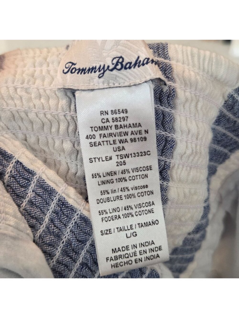 Tommy Bahama Blue White Stripe Maxi Dress Size Large Coastal Resort Nautical Boh - Picture 9 of 10